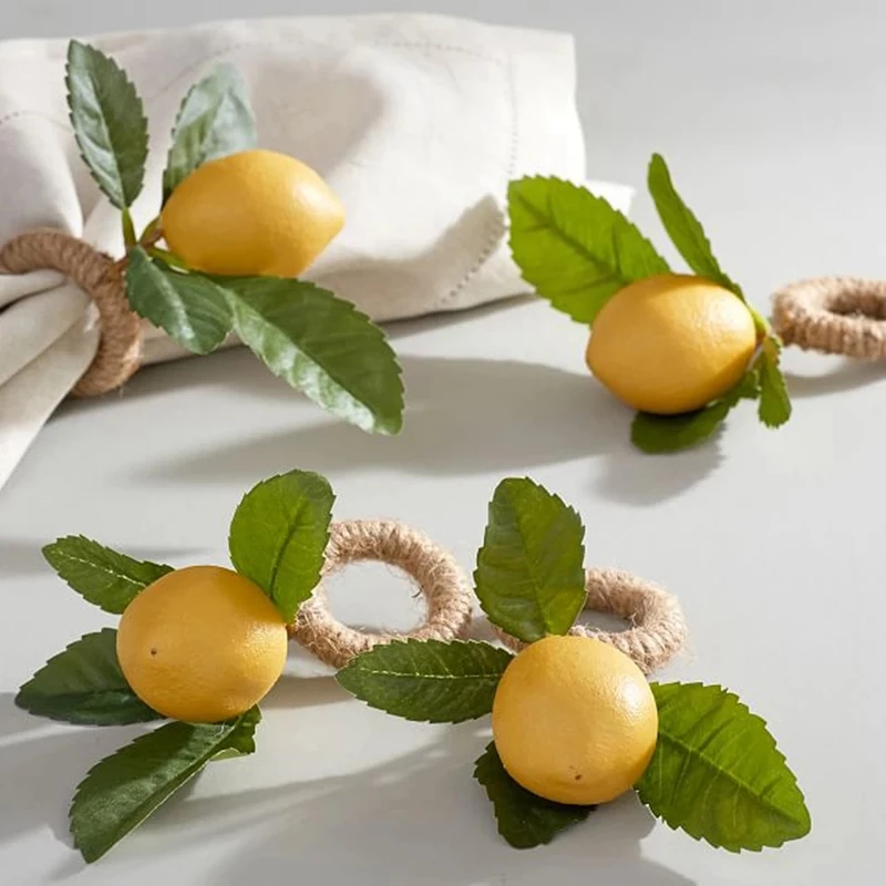 Simulation Napkin Rings Lemon Plant Napkin Ring Fruit Meal Buckle Hotel Model Room Napkin Holder Party Supplies Table Decoration