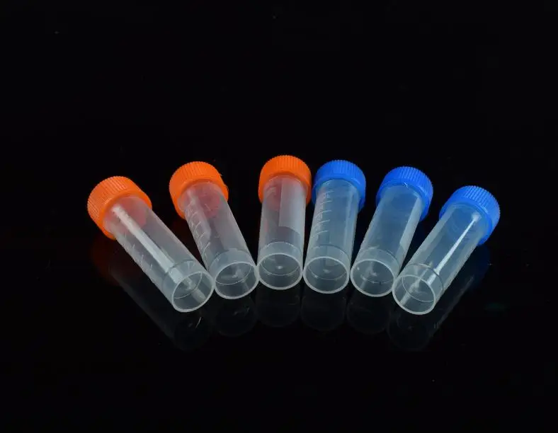 1000pcs 5ml Plastic Frozen Test Tubes Vial Screw Seal Cap Pack Container with Silicone Gasket SN2084