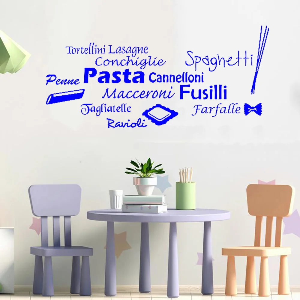 Pasta wall Decal Italian Kitchen Sticker Decorations Italy Graphics Decor wall Art Design Maccaroni Penne Fusilli Murals C173