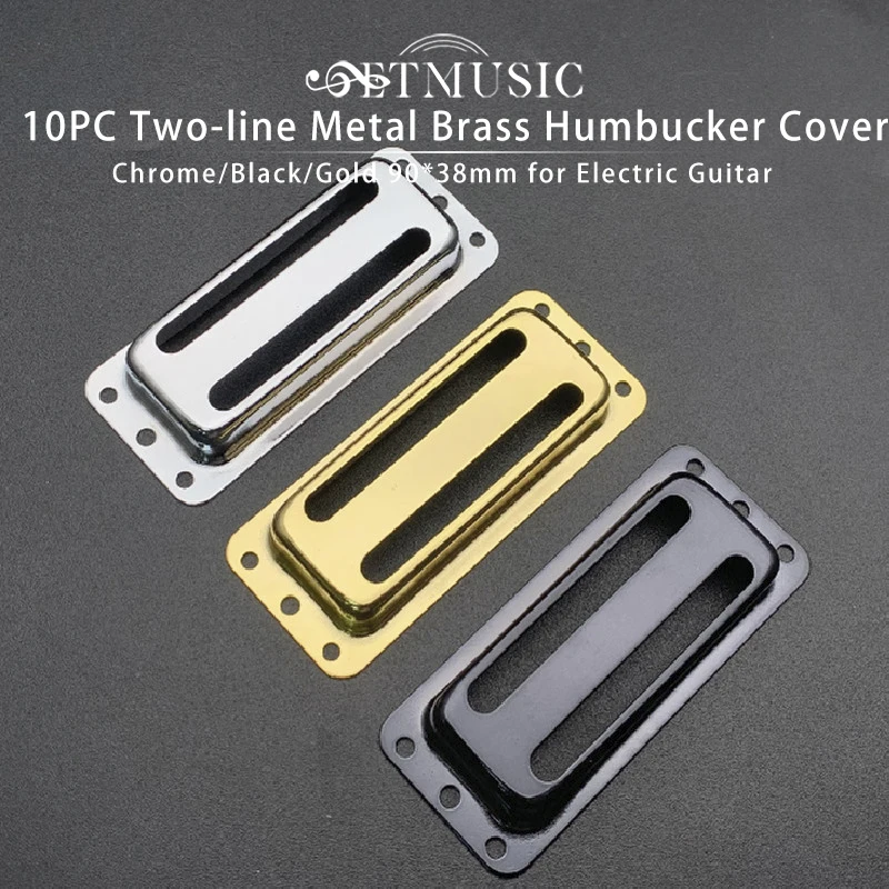 

10Pcs Two-line 90*38mm Metal Brass Electric Guitar Pickup Humbucker Covers /Lid/Shell/Top - Chrome - Black - Gold