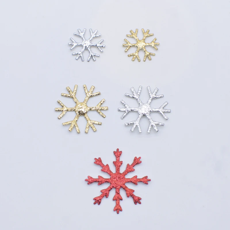 200Pcs 16/23/28mm Snowflake Applique for Party Christmas Decor Crafts DIY Headwear Hat Bow Tree Accessories Patches