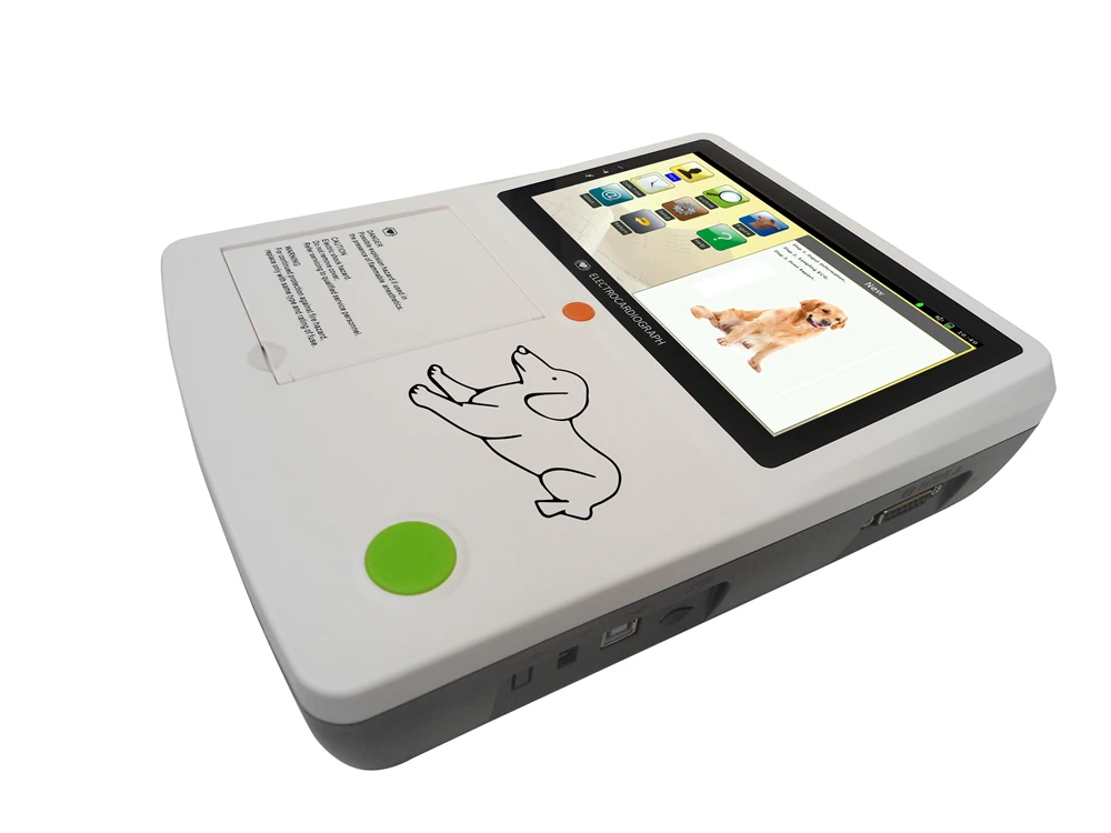 Touch Screen Veterinary Animal Three 3 Channels ECG Machine 12 Leads EKG Electrocardiograph Machine