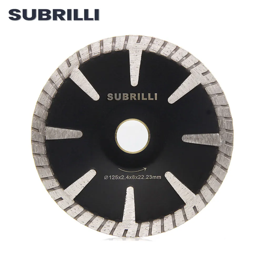 SUBRILLI 5 Inch 125MM  Diamond Protection Teeth Turbo Blade Premium Diamond Concave Cutting Blade For Granite and Marble