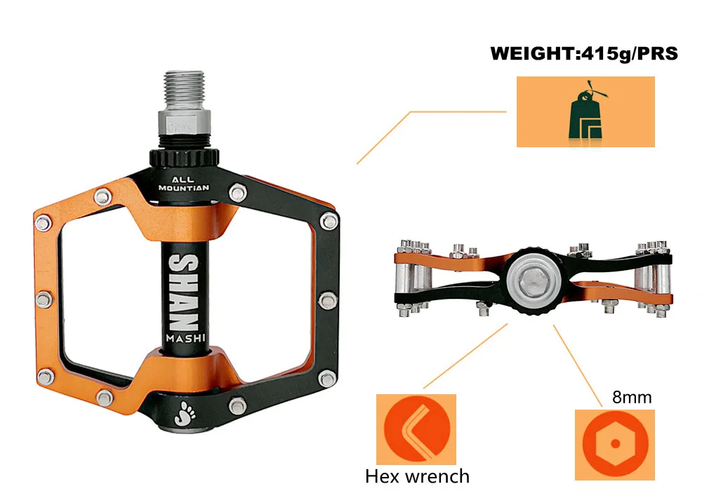 2021 Mountain Bike Pedal Seal 3 Bearing Hollow CNC Aluminum Alloy Wide Non-slip Road Bike Folding Bike Mtb Bicycle Pedal