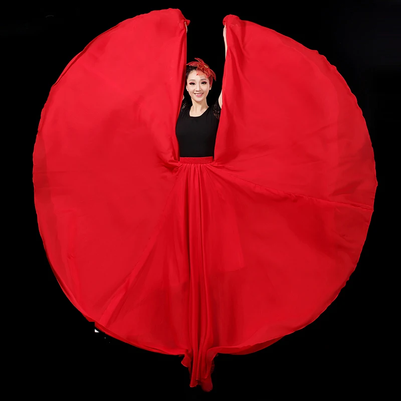 Female Chiffon Flamenco Dance Long Skirt Spanish Dancing Stage Performance Costume Women Classic Gypsy Belly Dance Dress DL6101