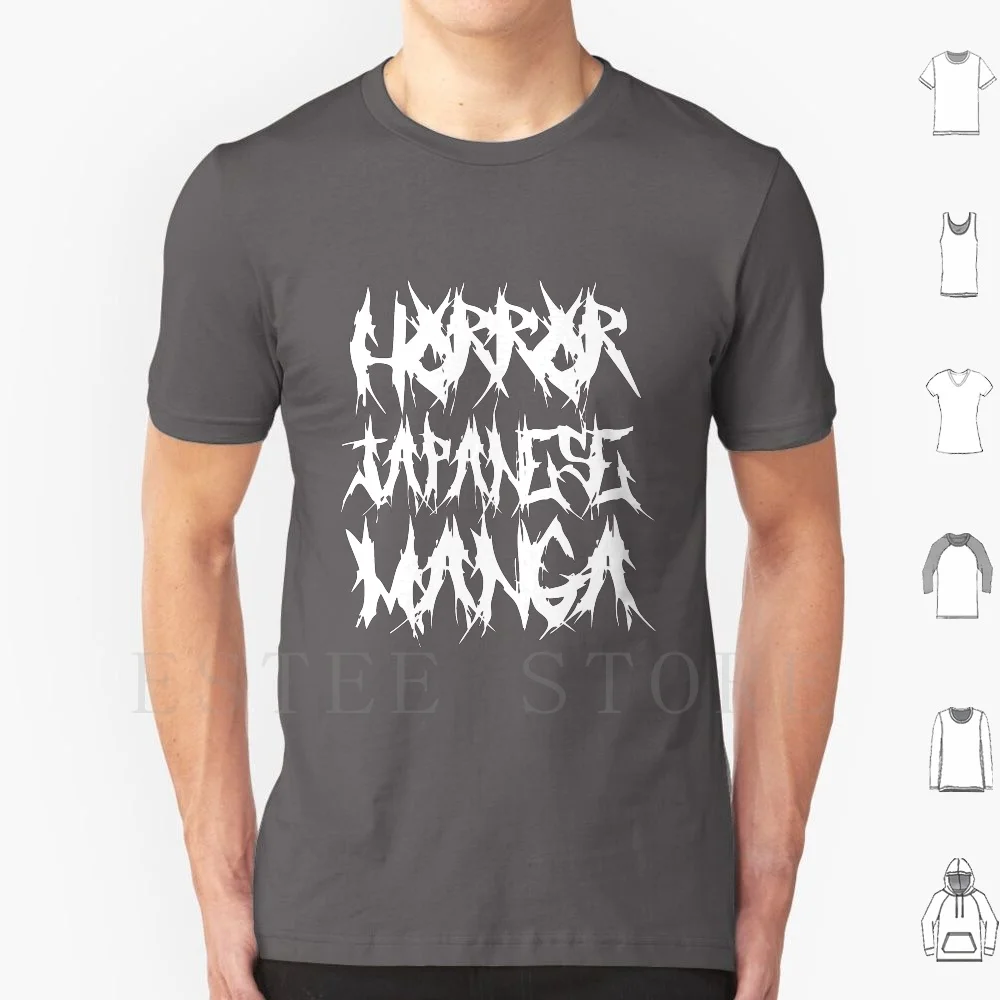 

Horror Japanese Manga Streetwear Metal Lettering T Shirt Print Cotton Anime Horror Manga Zombie Uzumaki Fangirl