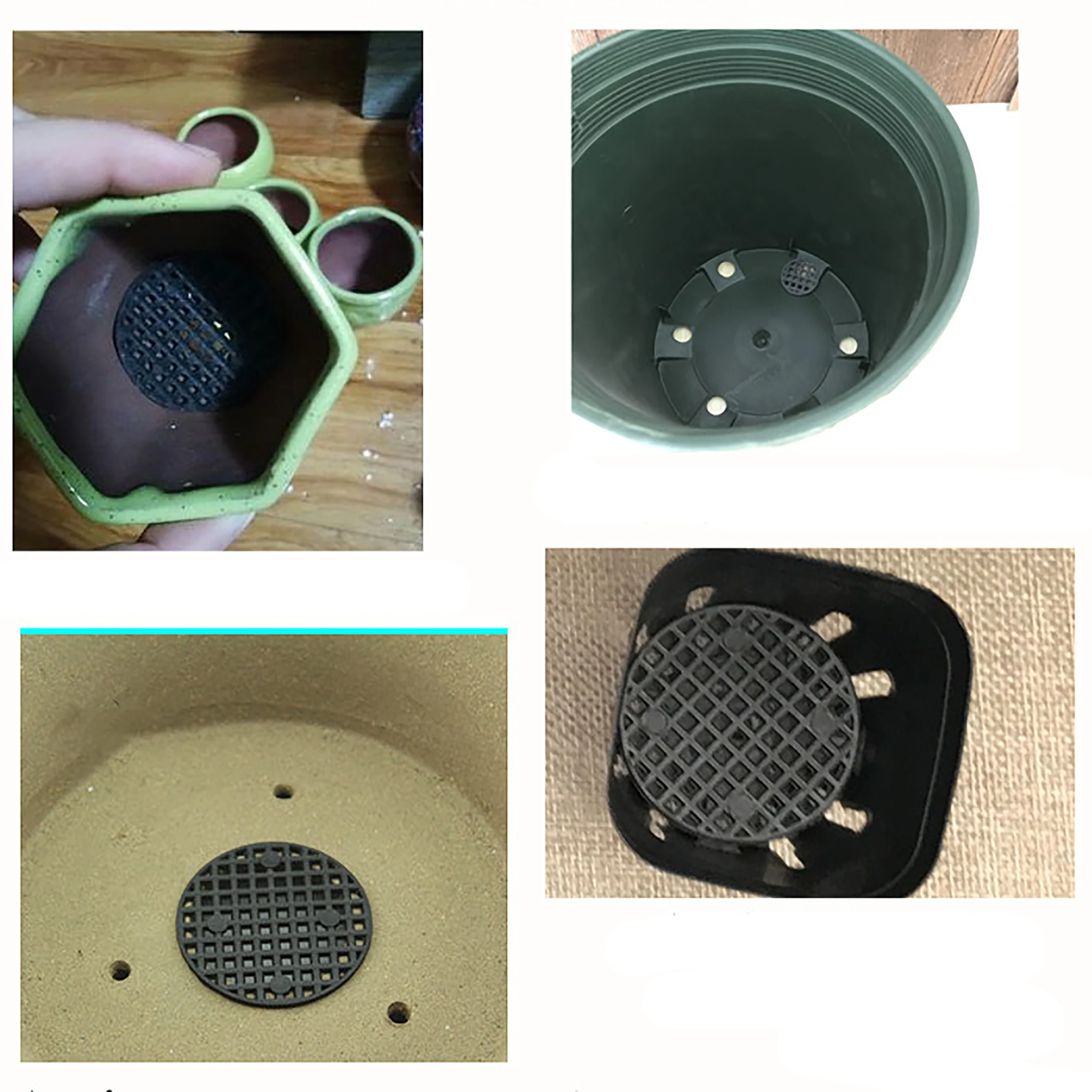 100 قطعة الزهرية طوقا وعاء الصرف ثقب شبكة حصيرة 2.5/4.5/7.5 سنتيمتر قطر المعاوضة طوقا تنفس الثابتة التربة المعاوضة ثقب الوسادة