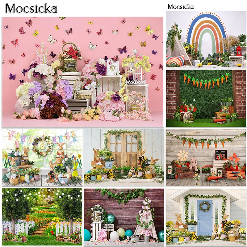 

Mocsicka Spring Photography Backdrops Easter Photo Background for Photoshoot Birthday Cake Smash Backdrop Photocall Photo Studio