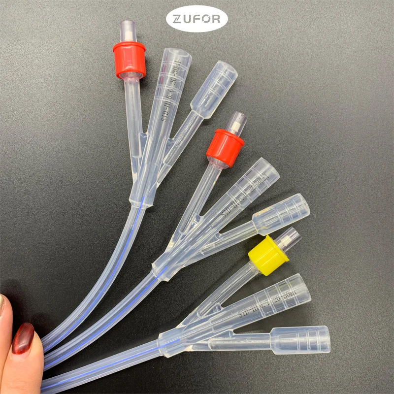 2pcs/lot 3 way Silicone Foley Catheter Disposable Medical Silicone Men\'s urology Urethral urine tube sex catheters
