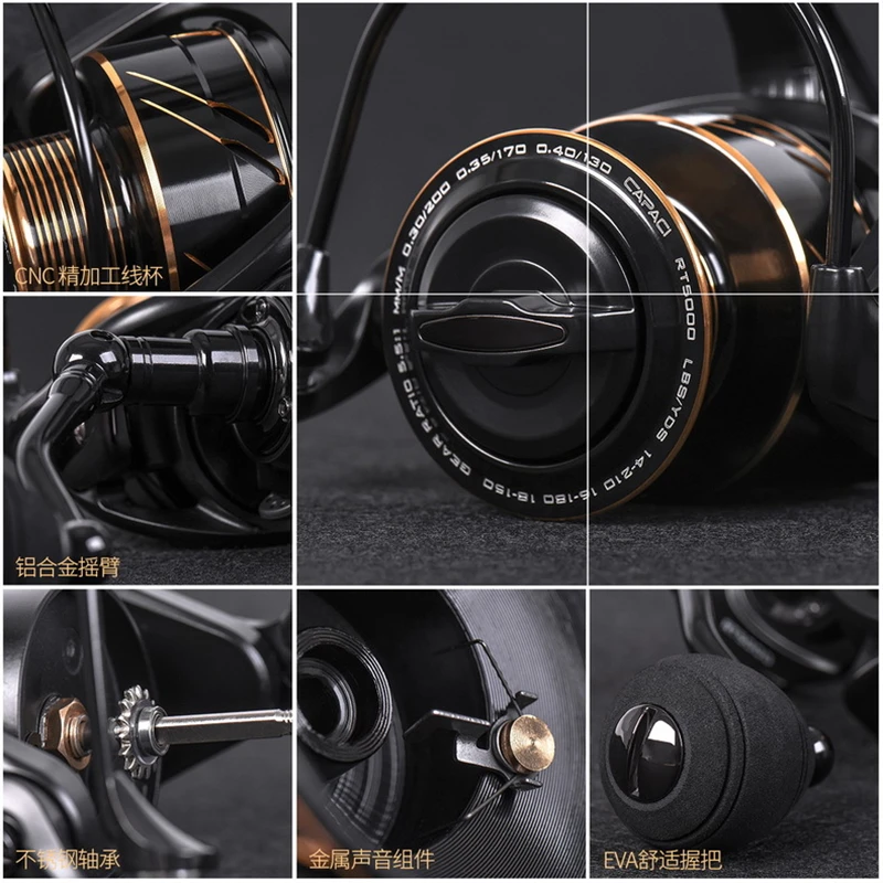 100% Originele Capaci Rt Spinning Reel Dubbele Spool Vissen Reel Metalen Spoel Bass Karpervissen Zeevissen Outdoor