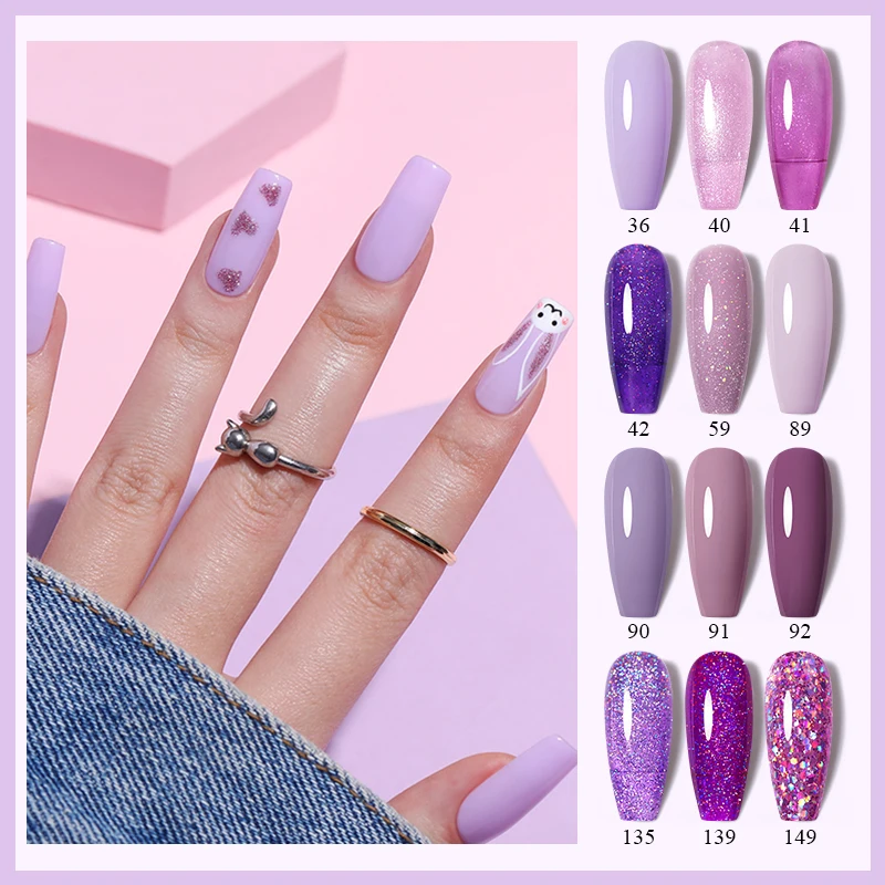 UR SUGAR 7.5ml Matte Gel Nail Polish Varnishes Hybrid Purple Glitter Color Gel For Nails Varnish Soak Off UV Gel DIY Nail Art