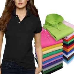 New Summer Pure cotton Solid Polo Women Shirt Slim Short Sleeve polo shirt Women Casual Shirts Clothing Tops S-4XL 813