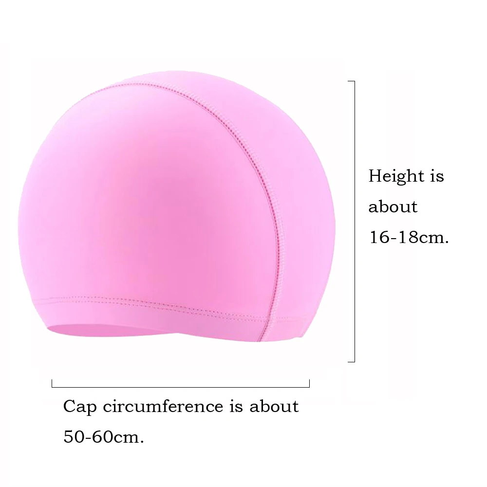 Men Women Free Size Elastic Waterproof PU Swimming Cap Fabric Protect Ears Long Hair Sports Swim Pool Cap Swim Hat