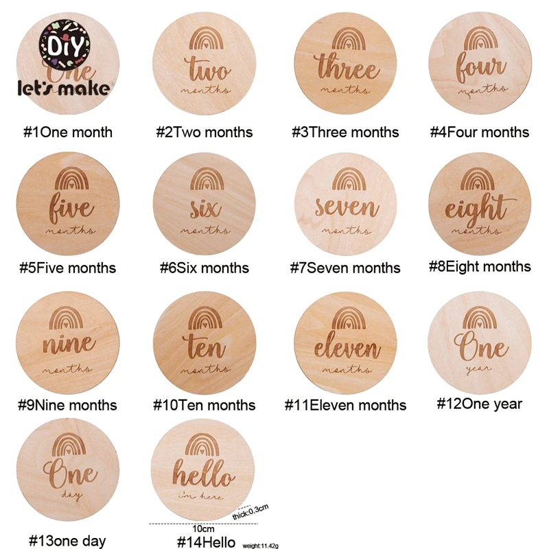 Let\'s Make 1pc Milestone photography props Background Month Sticker Baby Monthly Newborn Kids Commemorative Card  Infant Growth