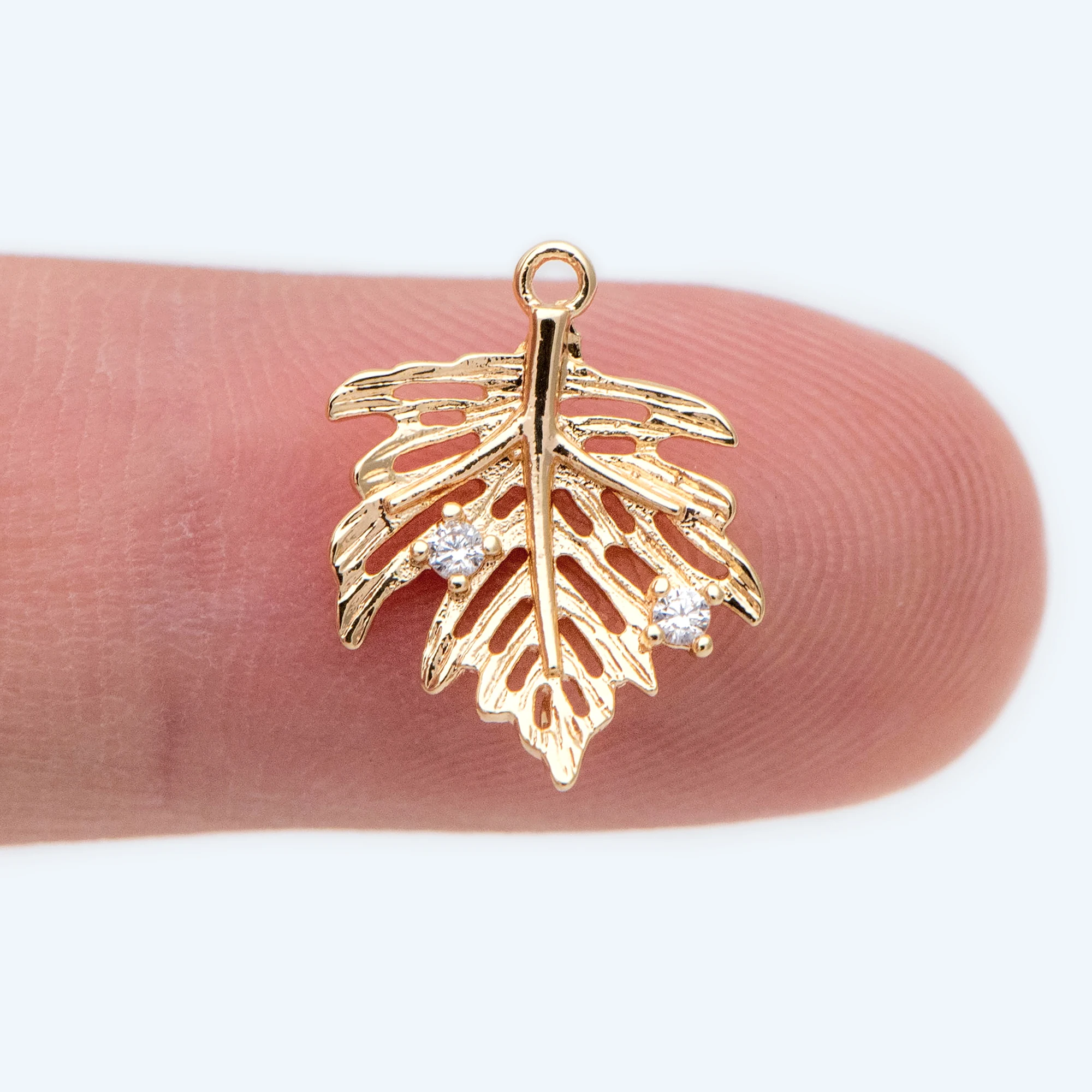 

10pcs CZ Paved Gold Maple Leaf Charms, Maple Leaf Pendants 14.5x11.5mm For Jewelry Making DIY (GB-1997)