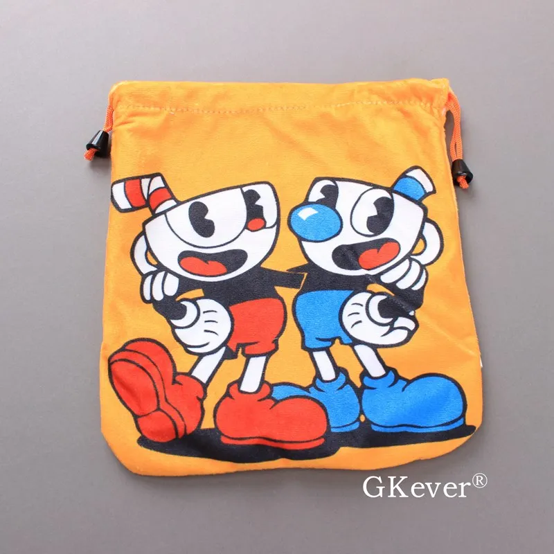 10 Pcs/Lot Cuphead Plush Bag Pouch Multifunctional Bag Orange Color Coin Bag Small bag Wallet with String 20*23 cm Kids Gift