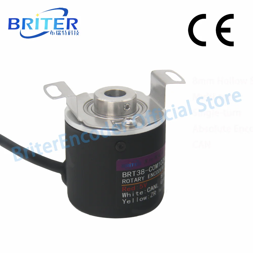 CAN Single turn 10/12/ 14/ 15bit high resolution Absolute Rotary Encoder Solid Shaft center hole BriterEncoder Angle Measurement