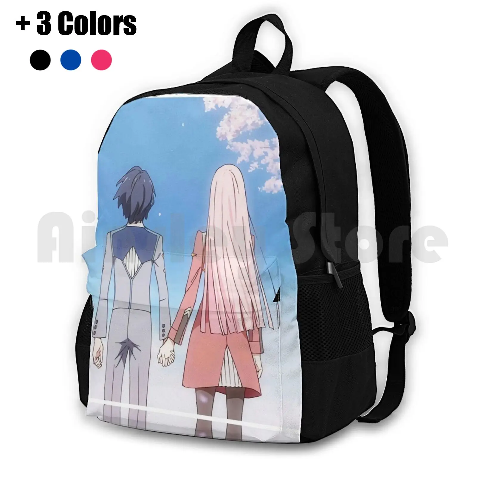 Hiro And Zero Two Outdoor Hiking Backpack Riding Climbing Sports Bag Hiro Zero Two Anime