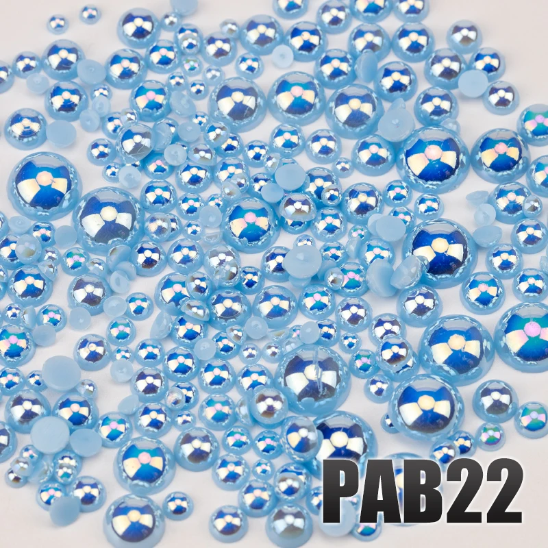 VDD 200g Großhandel Gemischte Größen 3-10mm Farbe AB Macaroon ABS Imitationsperlen Halbrunde Flachrückseitige Perlen DIY Nagelkunst Dekoration Handwerk – Detail 24