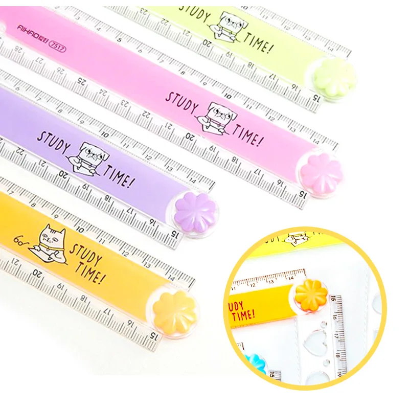 30CM New Cute Kawaii Study Time Color Folding Ruler Multifunction DIY Drawing Rulers For Kids Students Office School Stationery