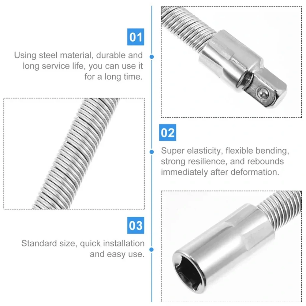 Imagem -03 - Drive Flexível Flexi Soquete Barra de Extensão Adaptador Cabeça Conversão do Eixo Metal Alto Torque Soquete Mão Conjunto Ferramentas 1
