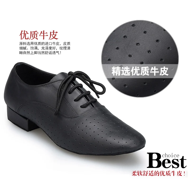 

Professional Leather Ballroom Latin Salsa Dance Shoes Men Boy's Party Tango Modern Jazz Rumba Low Heels Shoes Suede Sole EU39-46