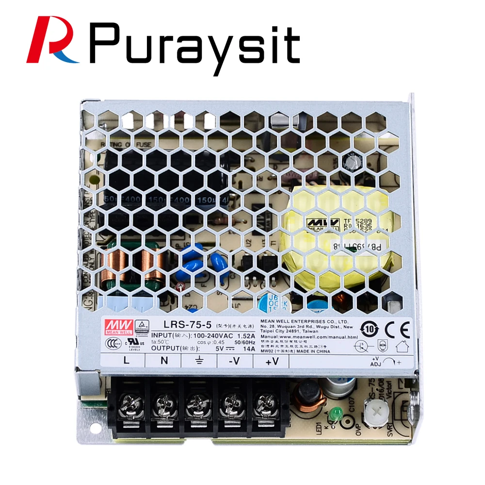 Puraysit Meanwell LRS-75 Switching Power Supply 12V 6A 24V 3.2A 75W Original MW Taiwan Brand for Laser Controller