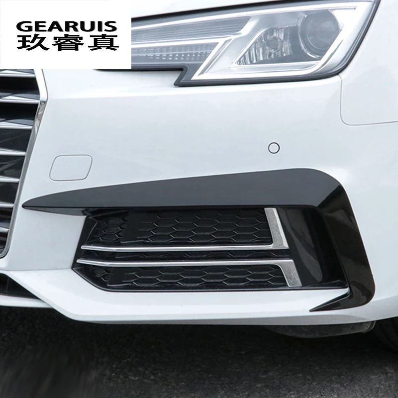 Car Styling Front Fog Lamp Wind Knife Cover Strips Trim For Audi A4 B9 2017-2019 Spoiler Air Knife Exterior Modified Accessories