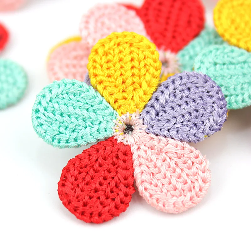 30Pcs 3.5cm Embroidery Five-color Flowers Appliques For DIY Baby Headwear Hairpin Crafts Decor Clothing Patches Accessories