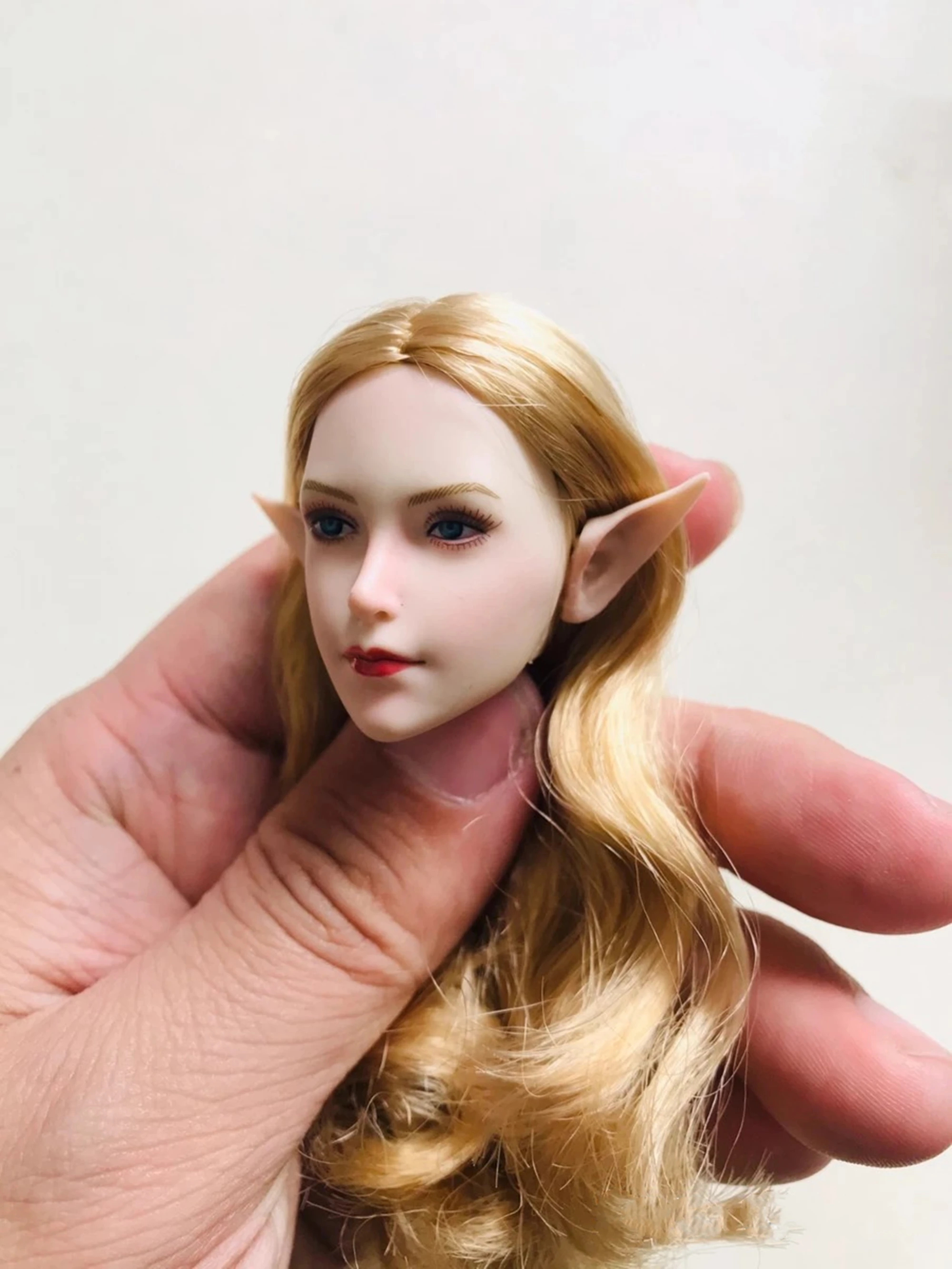 1/6 SDH021A Blonde Hair Removable Elf Ears Girl Head Sculpt Model Fit 12\'\' Pale TBLeague Phicen Action Figure Body