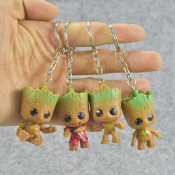 4pcs / set Marvel Guardians of the Galaxy Avengers groot Tiny Cute Baby Tree Man Keychain Model Figure Toys 5cm