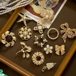 Vintage Palace Style Brooch Accessories Baroque Retro Pearl Matte Brooches For Woman Party Gift
