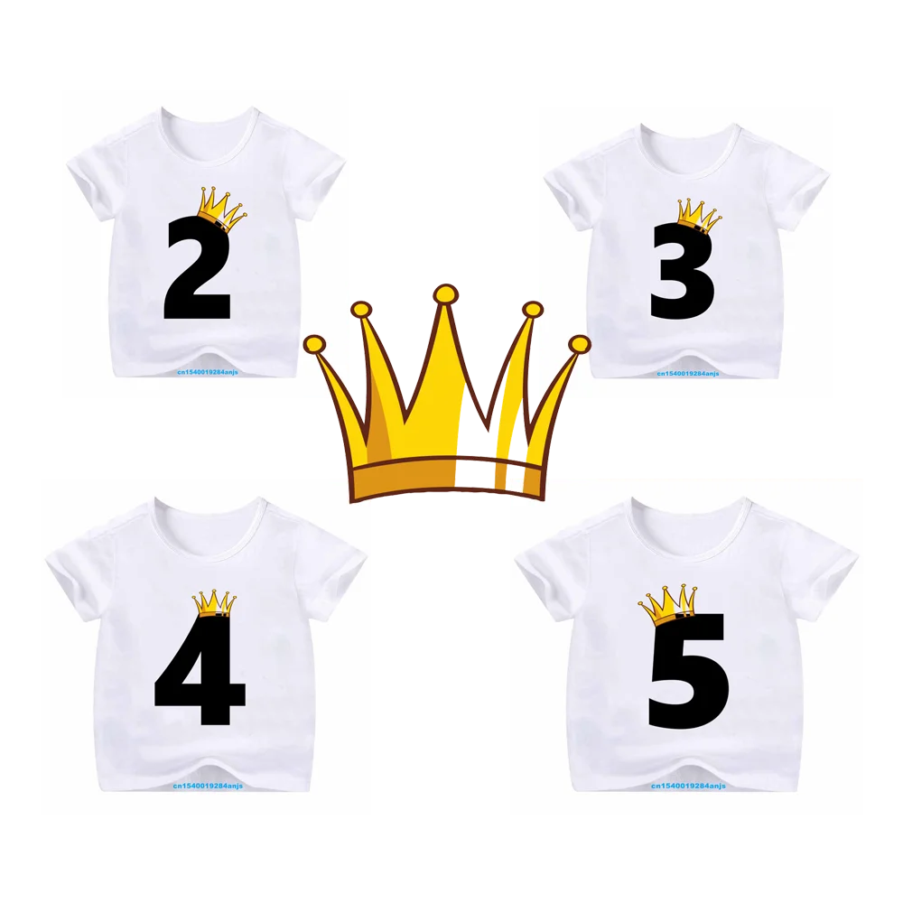 

Children's Crown Number T-shirt Birthday Party Shirt Gift Cute Funny Number 1-10 T-shirt