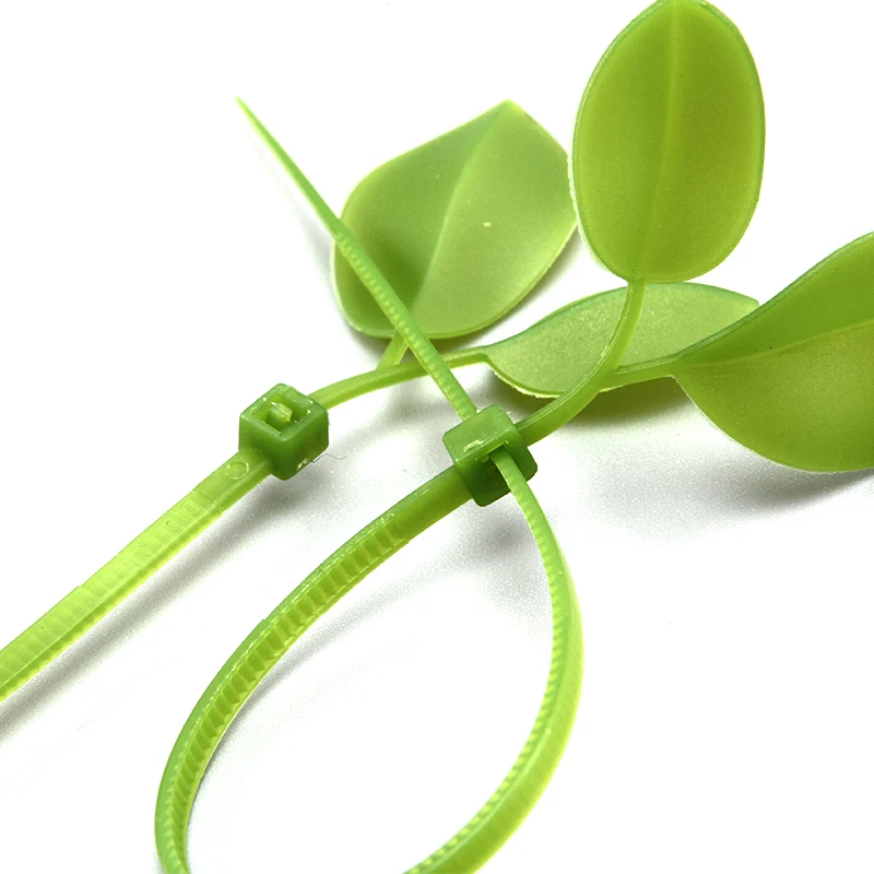 2.7mm wide Christmas tree lashing nylon cable tie Nylon plastic cable automatic loop leaf-shaped green nylon cable tie