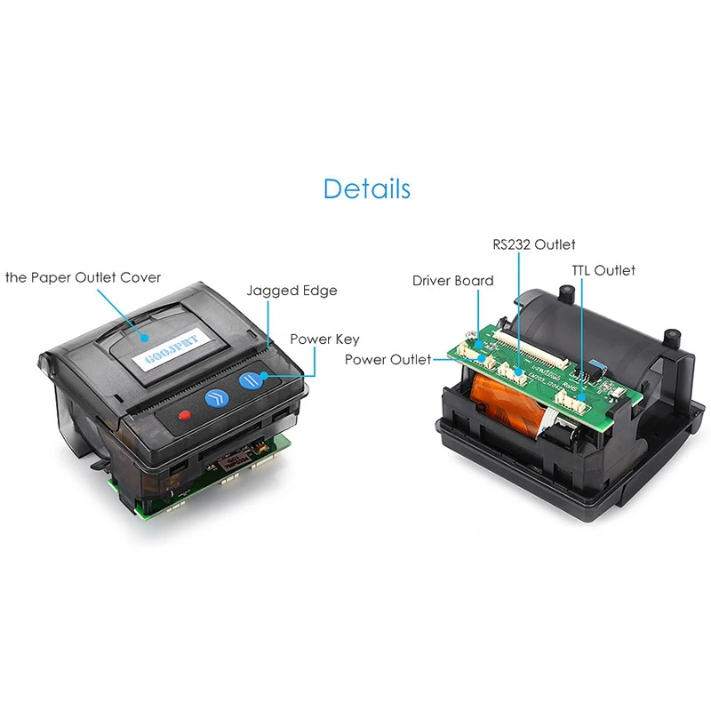 Goojprt Qr203 58Mm Micro-Mini Embedded Thermal Printer Rs232+Ttl Panel Compatible Eml203 for Receipt Ticket Barcode