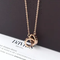 Hot sale new fashion roman numeral double circle interlocking woman necklace for women jewelry wholesale N112