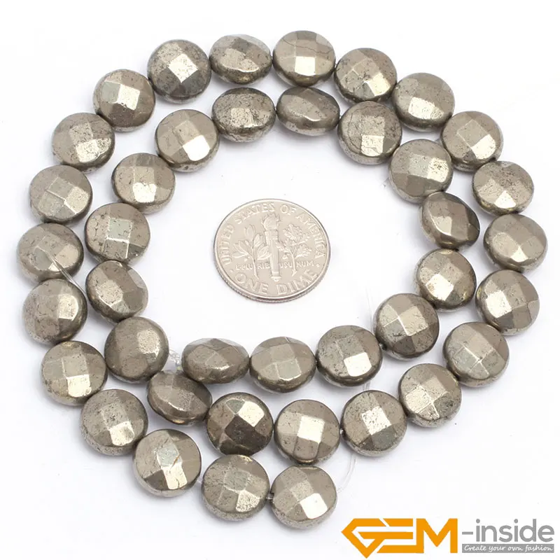 Natural Stone Gray Irony Pyrite Flower Coin Beads For Jewelry Making Strand 15 Inch DIY Loose Bracelet