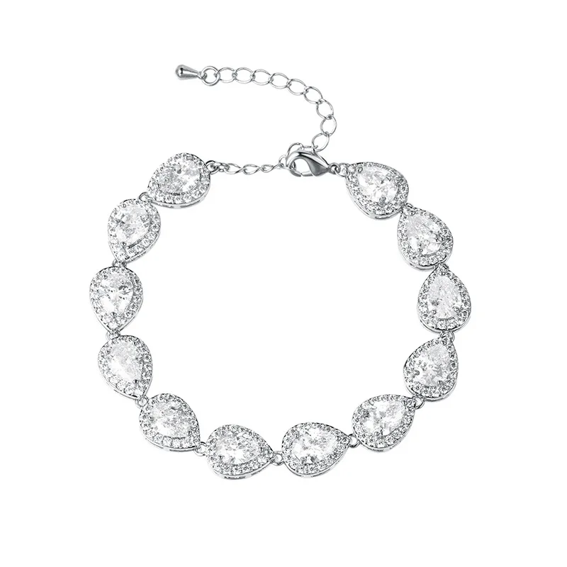 WEIMANJINGDIAN Brand High Quality Halo Pear Cut Cubic Zirconia CZ Crystal Tennis Bracelets Wedding Jewelry Gifts