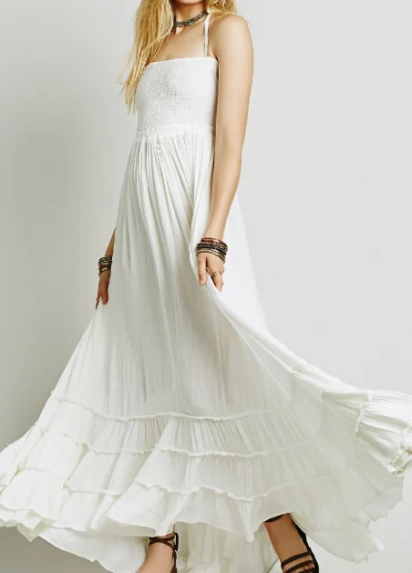 Vestido largo sin tirantes con espalda descubierta para mujer, ropa informal holgada de estilo europeo y americano, Sexy, sin mangas