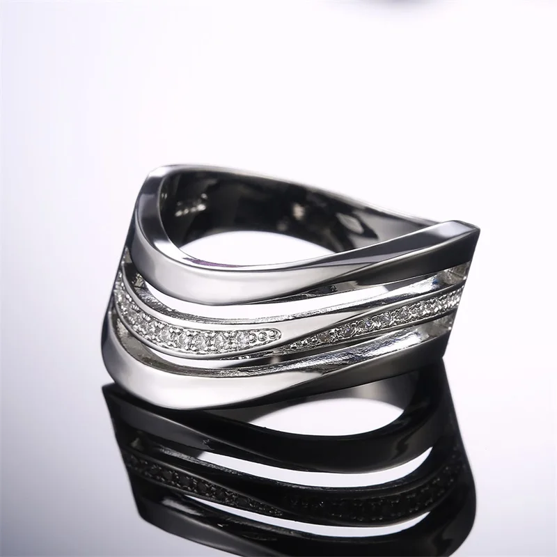 CAOSHI موضة موجة تصميم خواتم الاصبع للنساء الرجال عالية الجودة الفضة اللون خاتم الزواج اكسسوارات بسيطة مجوهرات Hot البيع