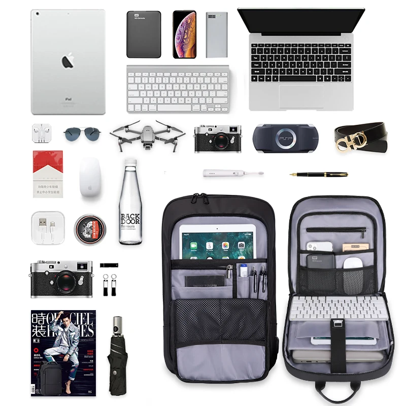 Hk-Slim Mochila Laptop para Homens e Mulheres, 14 \