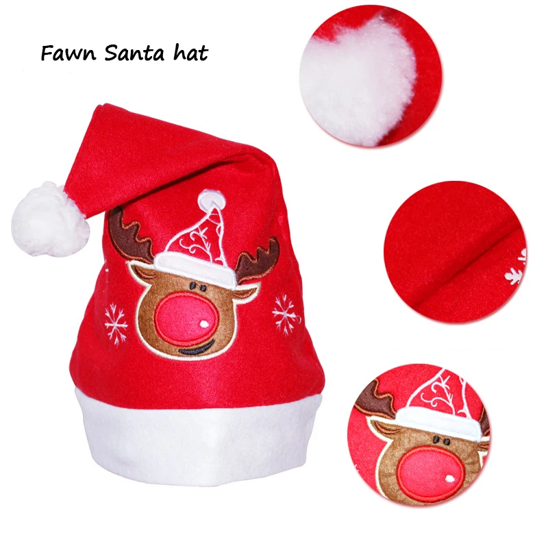 Chapeau de noël pour enfants et adultes, vente en gros, accessoires de fête du nouvel an, casquette rouge pour Costume de père noël