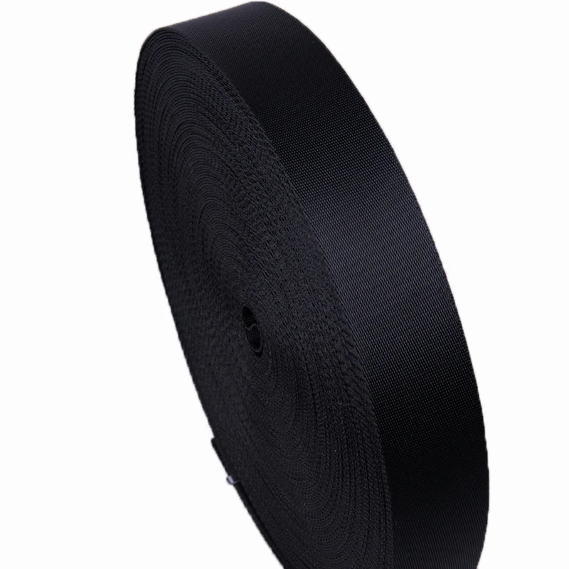 

20MM 2CM Wide 1MM Thickness 3/4 Inch Plain Nylon Webbing Tape For Bag Strap Black Color 50 Yards