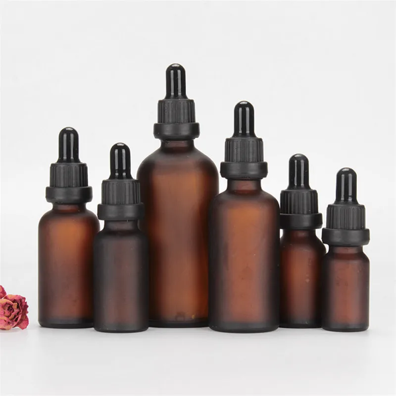 

10ml 15ml 30ml 50ml Tubes Frosted Dropper Amber Glass Aromatherapy Liquid for Essential Massage Oil Pipette Refillable Bottles