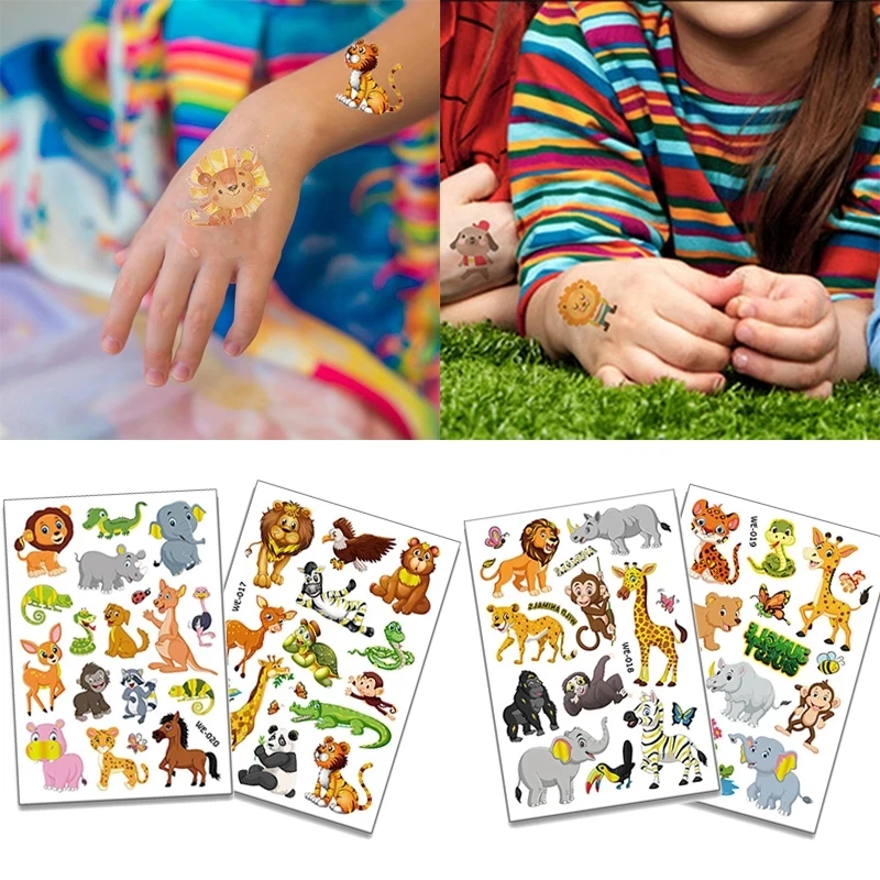 Animal tattoo sticker Forest Safari jungle theme Birthday Party Wild one first 2nd 3rd 4th 5th 6th 7th 8th 9th decoration gifts