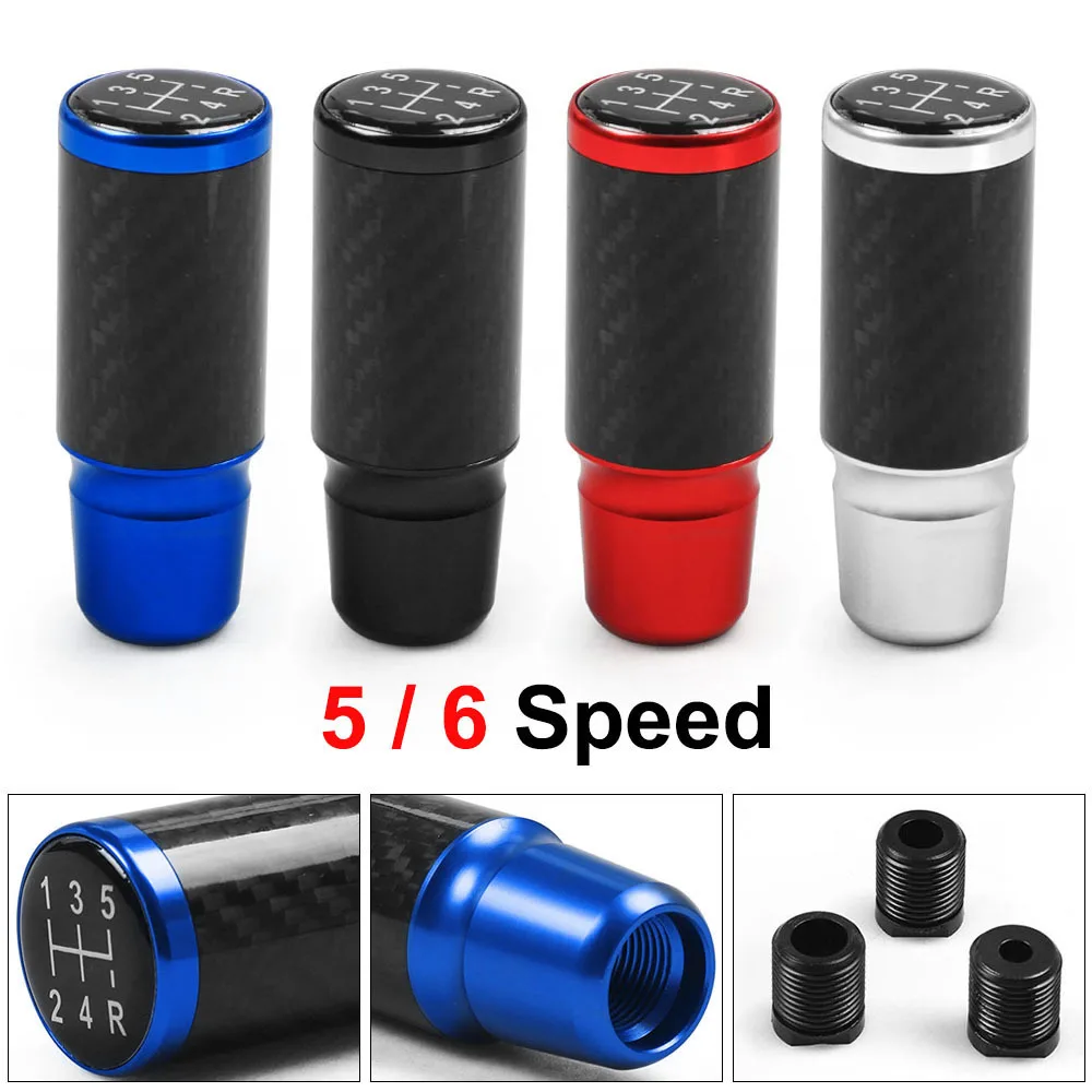 

Universal 5/6 SPEED Aluminum Gear Shift Knob 9CM With Real Carbon Filter Shifter Lever Knob For Manual Transmission