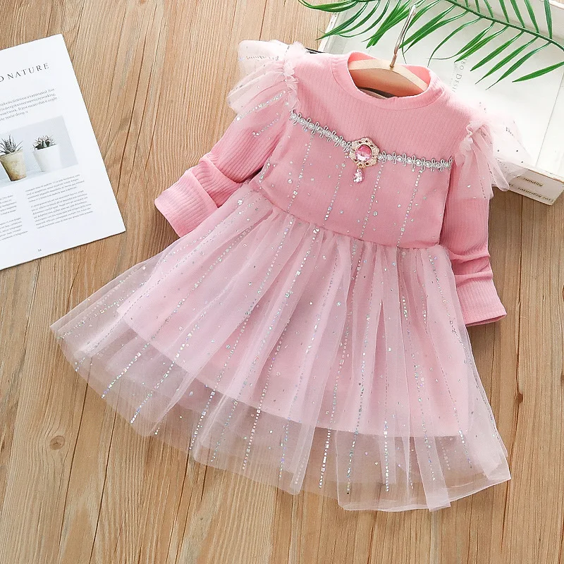 

Kids Autumn Spring Dresses for Girls Star Sequins Princess Dress Girl Long Sleeve Party Vestidos Girls Dress Children Clothing