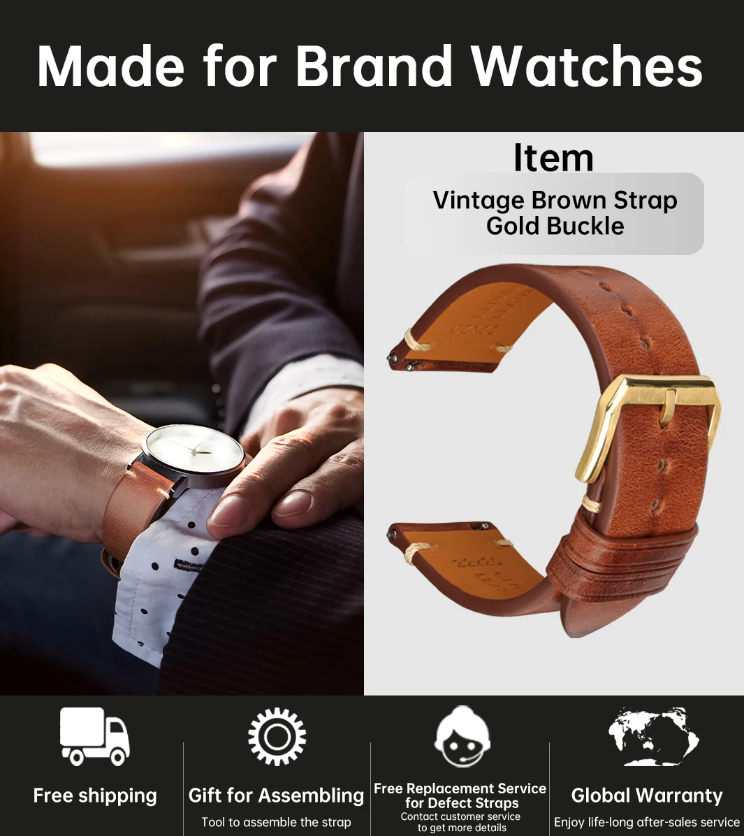 MAIKES handgemaakte horlogeband vlindergesp plantaardig gelooid rundleer gemaakt in Italië Quick Release armband band horlogeband