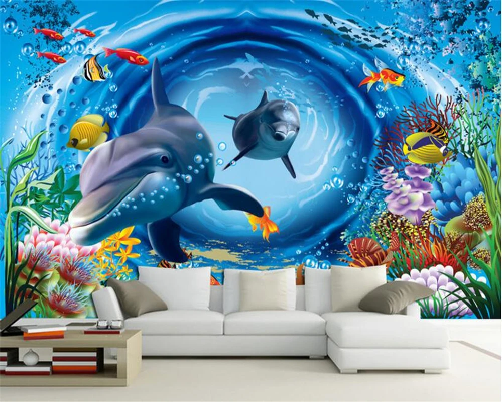 

WELLYU Wallpaper hanging on the wall 3D underwater world cartoon children 's house wall murals 3d wallpaper papier peint3D