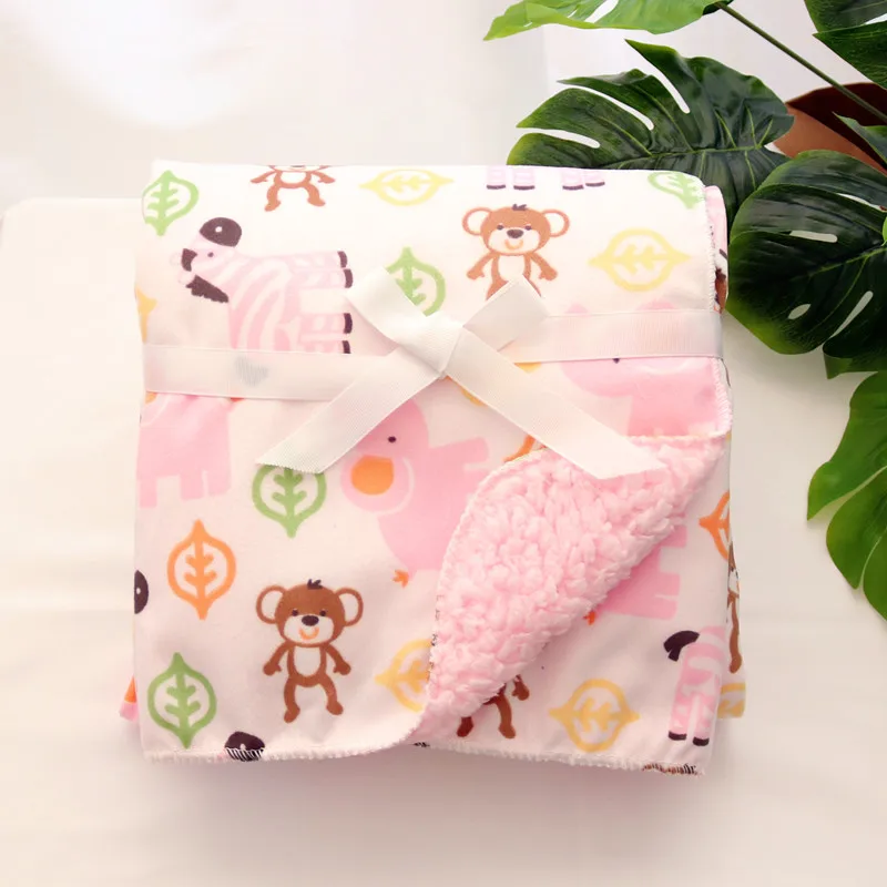 Baby Blankets Newborn Fluffy Plush Fleece Swaddle Wrap Cartoon Infant Baby Stroller Blankets Baby Bedding Kids Sleep Cover